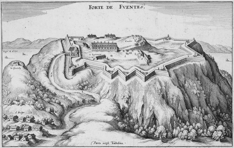 Forte Di Fuentes visto dalla Valtellina, stampa del '600