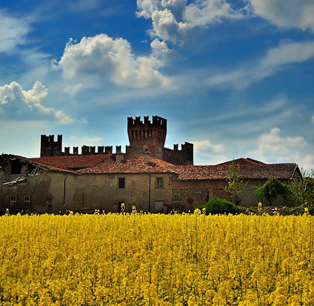 Il castello di Malpaga  immerso nella campagna bergamasca