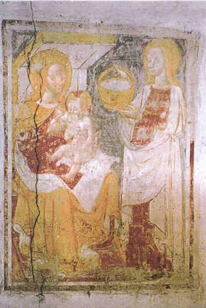 Castello Di Fara Novarese O Castellone - affresco Madonna con Bambino in trono